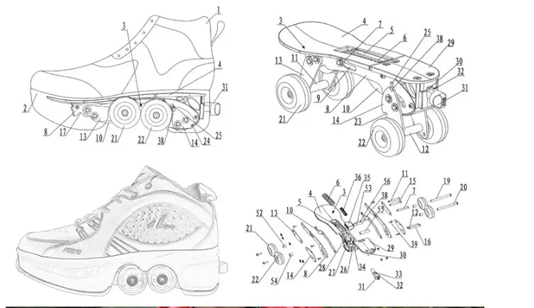 Single And Double Roller Skates For Boys And Girls Burst Walking With Wheels Student Deformed Shoes