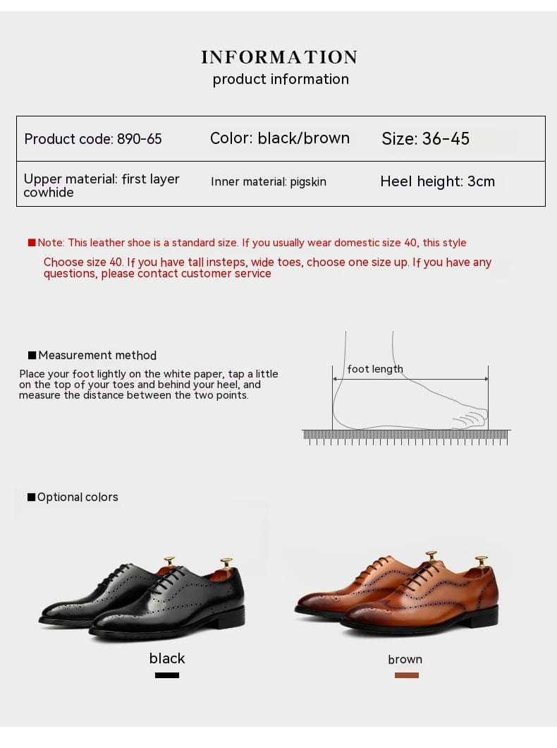 Leather Shoes Men’s British Pointed Toe Business Formal Wear Lace-up Shoes Men