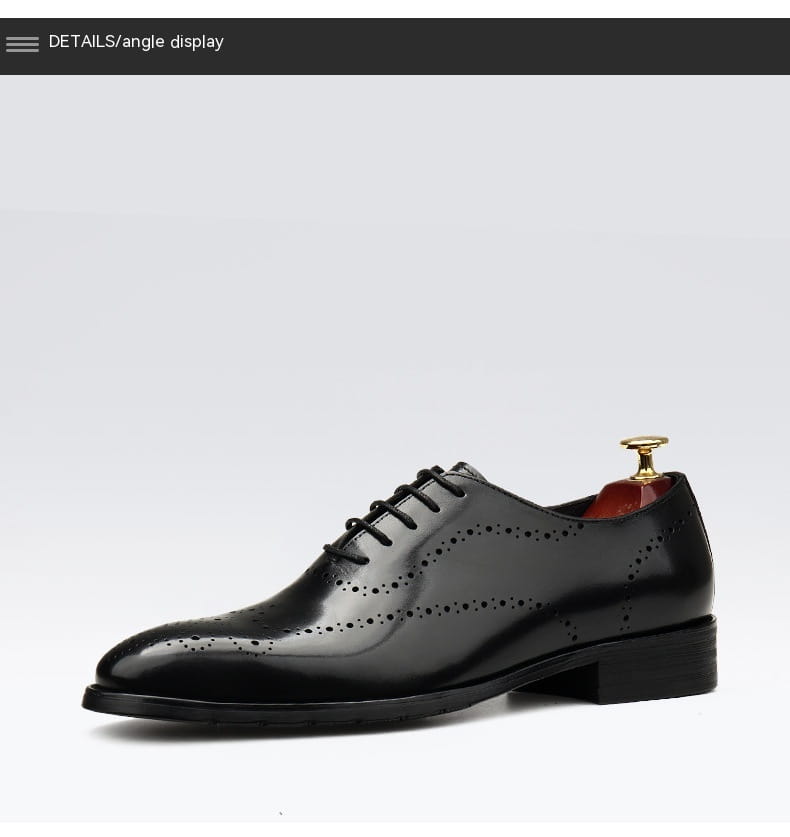 Leather Shoes Men’s British Pointed Toe Business Formal Wear Lace-up Shoes Men