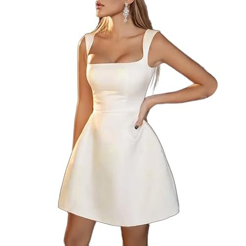 Women’s Simple And Short Wedding Dress A- Line Satin Dress