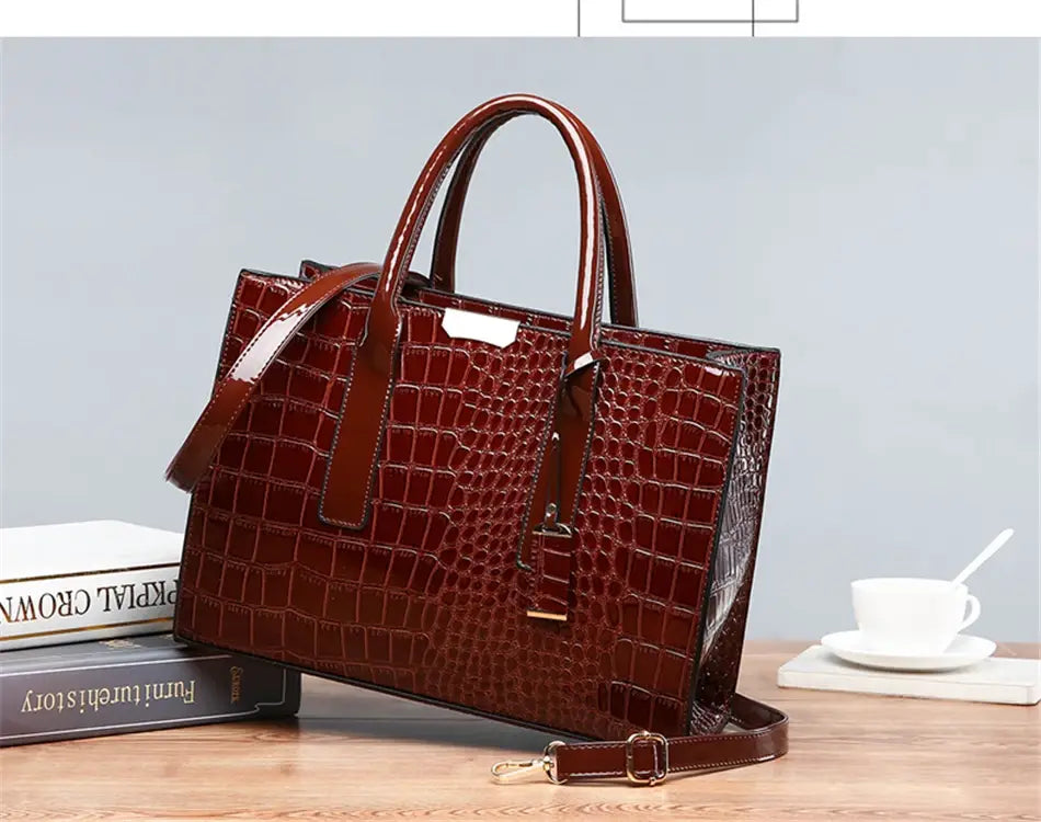 Ladies Handbags 2024 Summer Style Luxury Handbags Women Bags Designer Patent Leather Large Capacity Women Shoulder