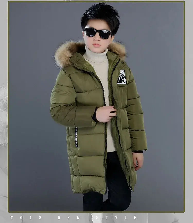 Winter Thicken Windproof Warm Kids Coat Waterproof Children Outerwear Cotton Filler Heavyweight Boys Jackets For 4-14