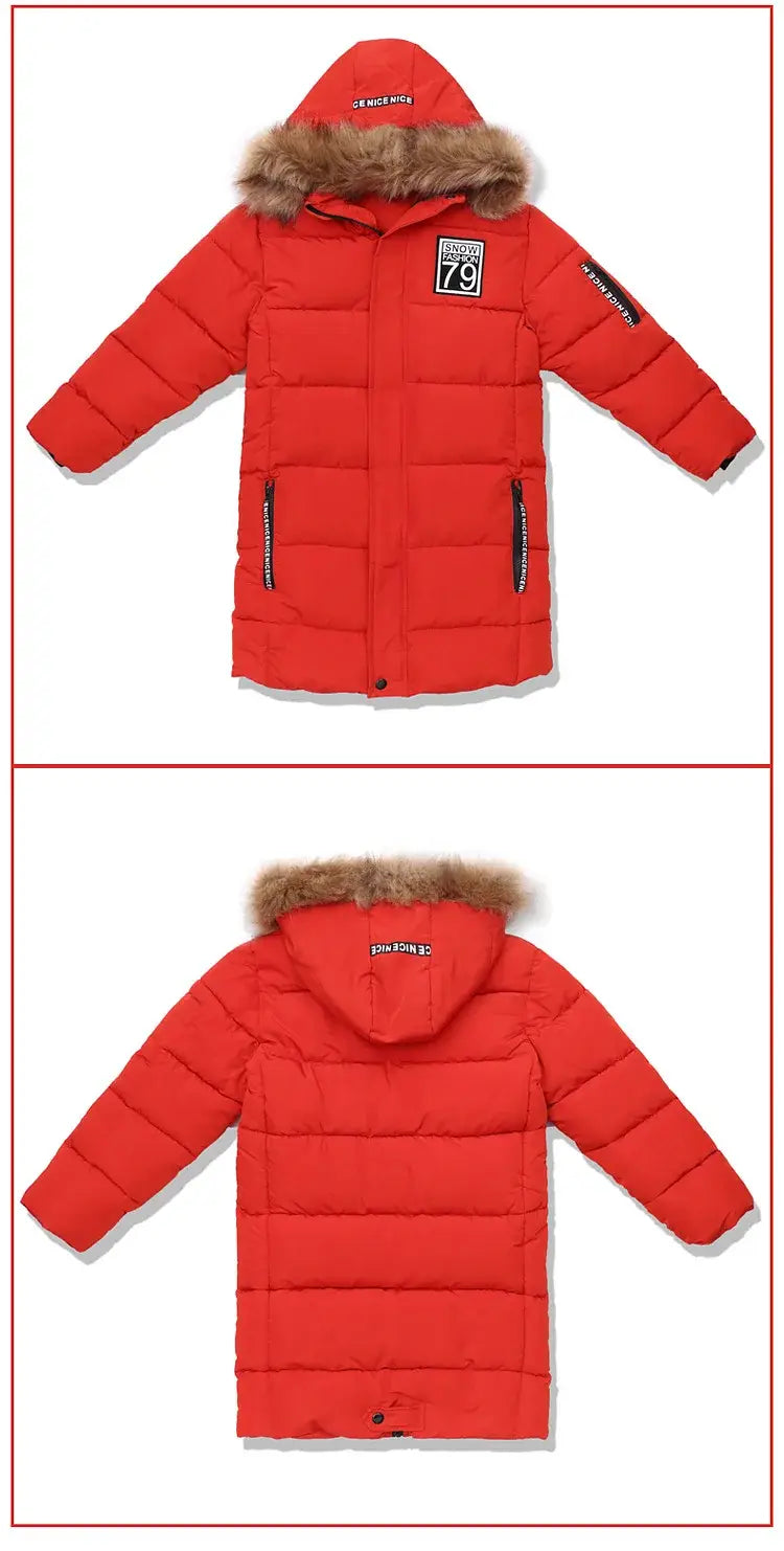 Winter Thicken Windproof Warm Kids Coat Waterproof Children Outerwear Cotton Filler Heavyweight Boys Jackets For 4-14