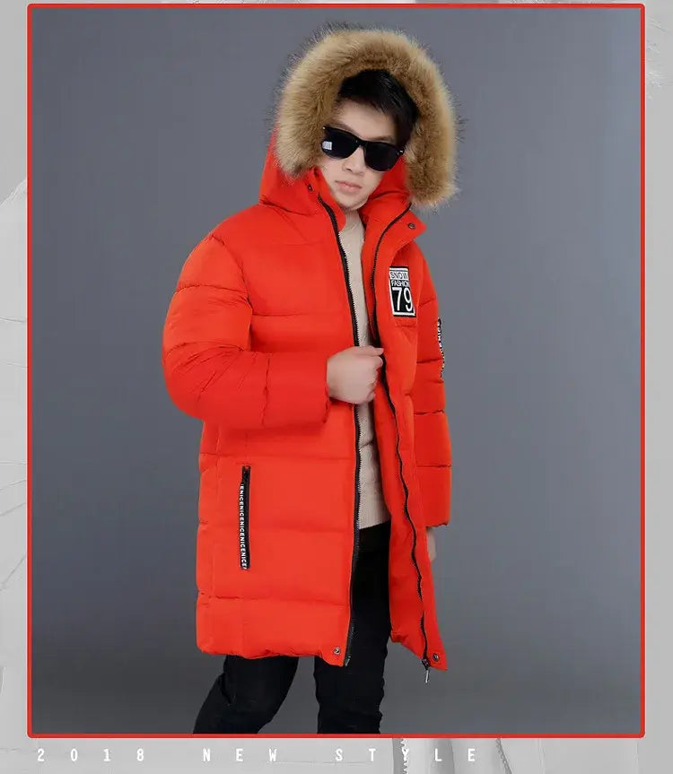 Winter Thicken Windproof Warm Kids Coat Waterproof Children Outerwear Cotton Filler Heavyweight Boys Jackets For 4-14