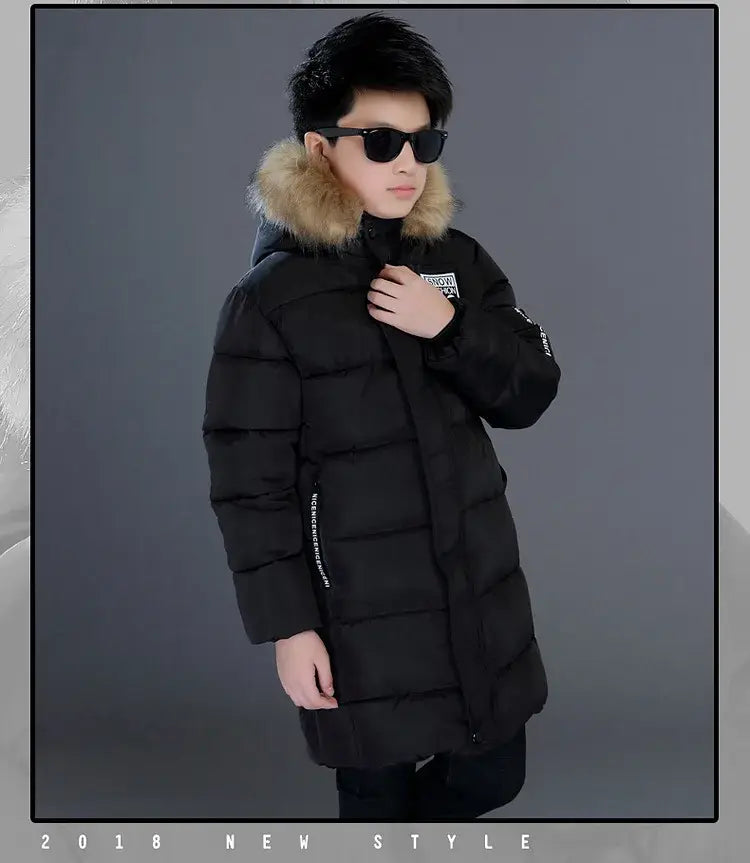 Winter Thicken Windproof Warm Kids Coat Waterproof Children Outerwear Cotton Filler Heavyweight Boys Jackets For 4-14