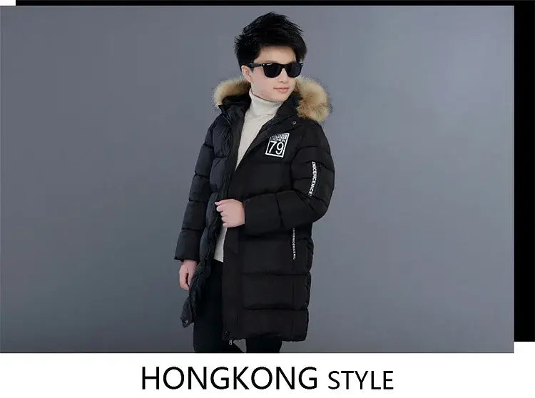 Winter Thicken Windproof Warm Kids Coat Waterproof Children Outerwear Cotton Filler Heavyweight Boys Jackets For 4-14