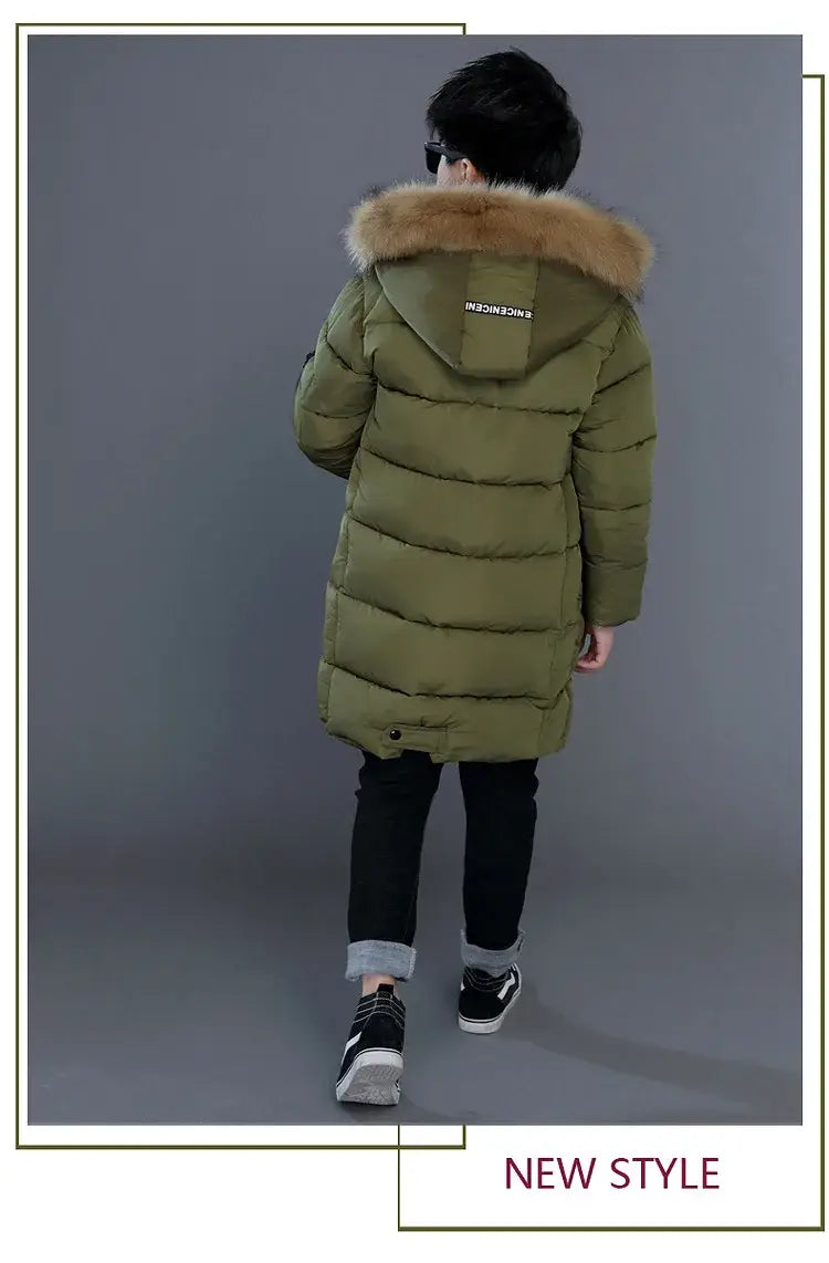 Winter Thicken Windproof Warm Kids Coat Waterproof Children Outerwear Cotton Filler Heavyweight Boys Jackets For 4-14