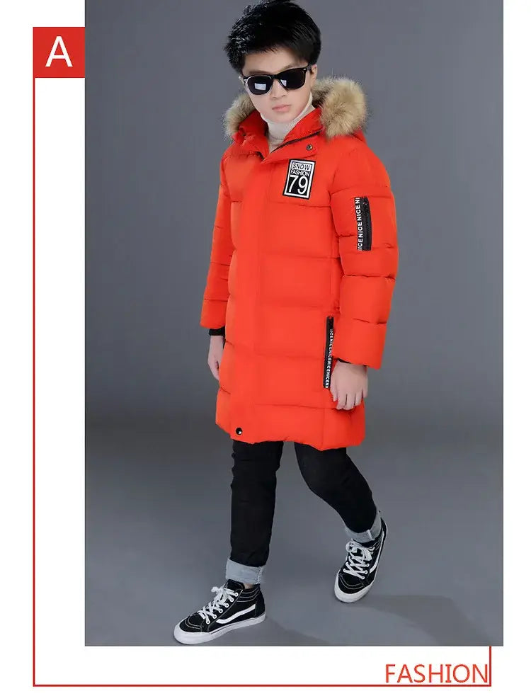 Winter Thicken Windproof Warm Kids Coat Waterproof Children Outerwear Cotton Filler Heavyweight Boys Jackets For 4-14