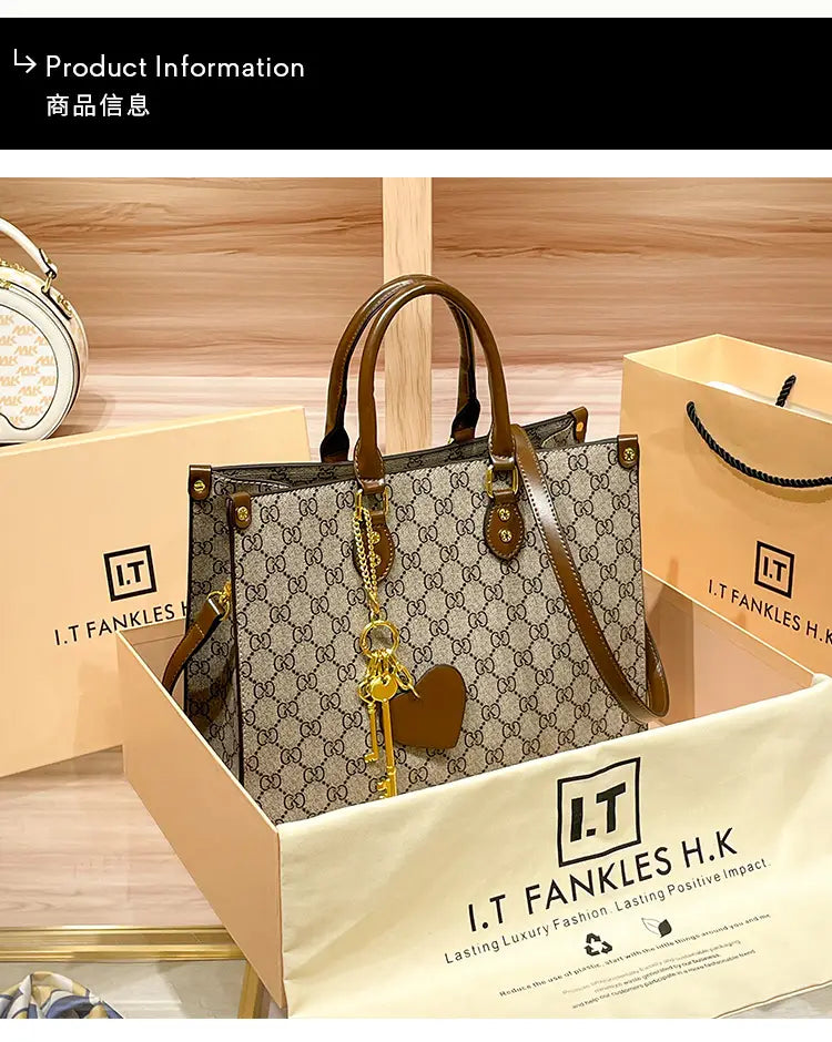 Light Luxury Fashion Brand Casual Trend Large Capacity Portable Tote Bag High-end and Versatile Printed Commuting