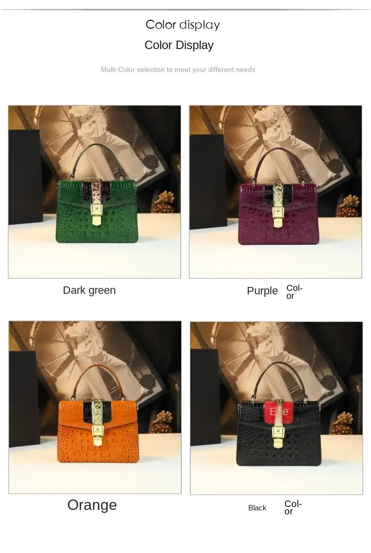 Luxury Fashion Brand Women’s Handbags Genuine Leather Shoulder Crossbody Bag Crocodile Small Hard Square Portable