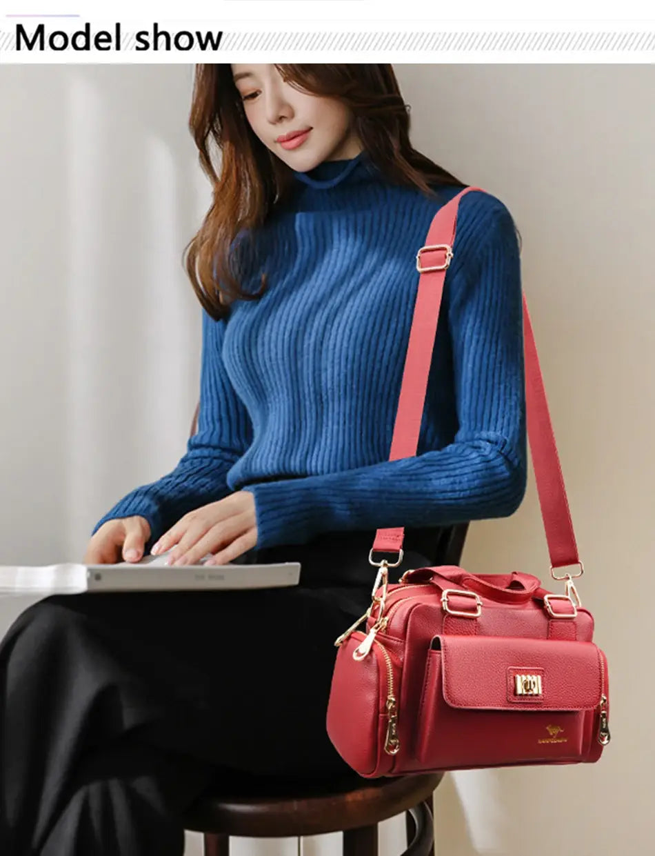 Luxury Brand Handbag High Quality Women’s Shoulder Bags Fashion Designer Large Capacity Soft Leather Locomotive Bag