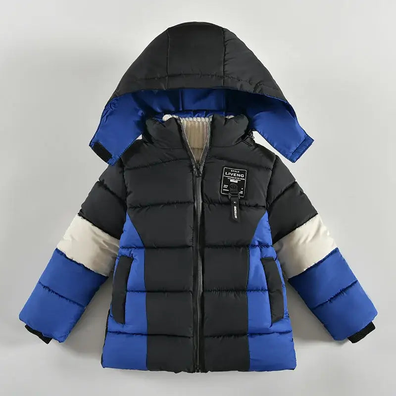 Winter Keep Warm Boys Jacket Letter Printing Fashion Baby Coat Hooded Outerwear Birthday Gift 2 3 4 5 Years Old Kids