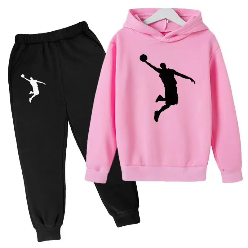 New Kids Hoodie Basketball Wear Brand Clothing Girls Boys Baby 3-13Y Top/Pants 2P Outdoor Game Training Party Jogging