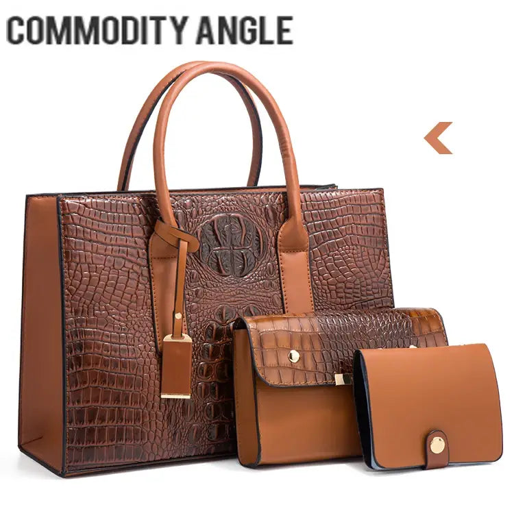 TRAVEASY 2024 New Crocodile Pattern Handbag Women PU Leather Vintage Style Shoulder Bag Large Capacity Laides Hand Bags