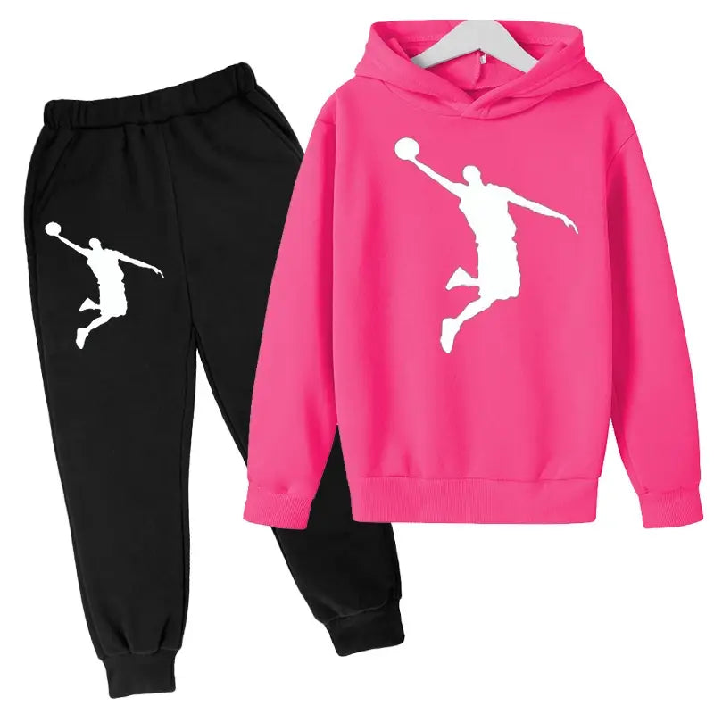 New Kids Hoodie Basketball Wear Brand Clothing Girls Boys Baby 3-13Y Top/Pants 2P Outdoor Game Training Party Jogging