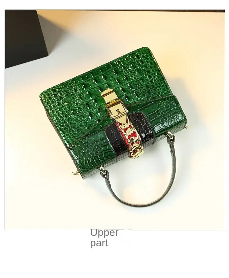 Luxury Fashion Brand Women’s Handbags Genuine Leather Shoulder Crossbody Bag Crocodile Small Hard Square Portable