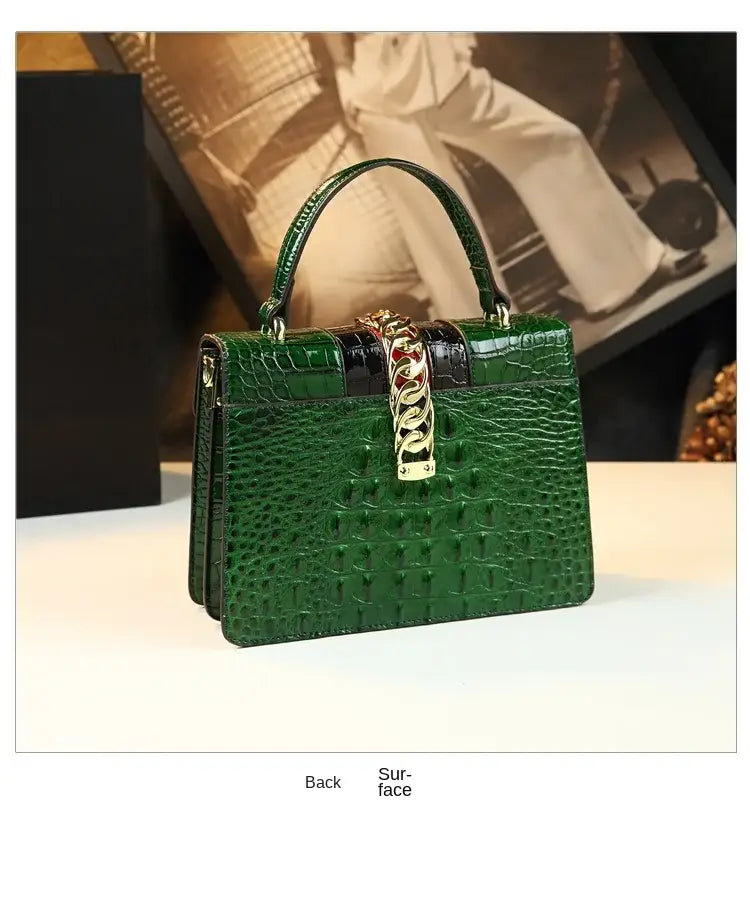 Luxury Fashion Brand Women’s Handbags Genuine Leather Shoulder Crossbody Bag Crocodile Small Hard Square Portable