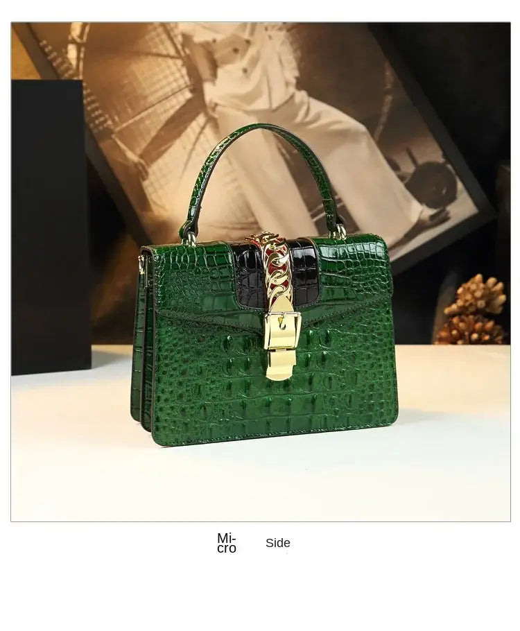 Luxury Fashion Brand Women’s Handbags Genuine Leather Shoulder Crossbody Bag Crocodile Small Hard Square Portable