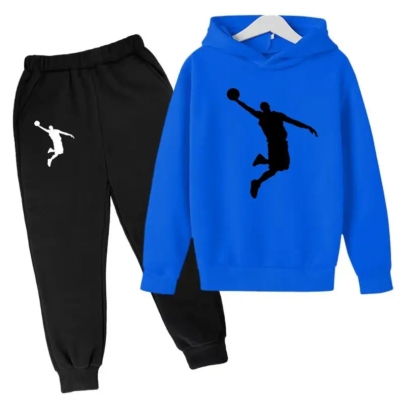 New Kids Hoodie Basketball Wear Brand Clothing Girls Boys Baby 3-13Y Top/Pants 2P Outdoor Game Training Party Jogging