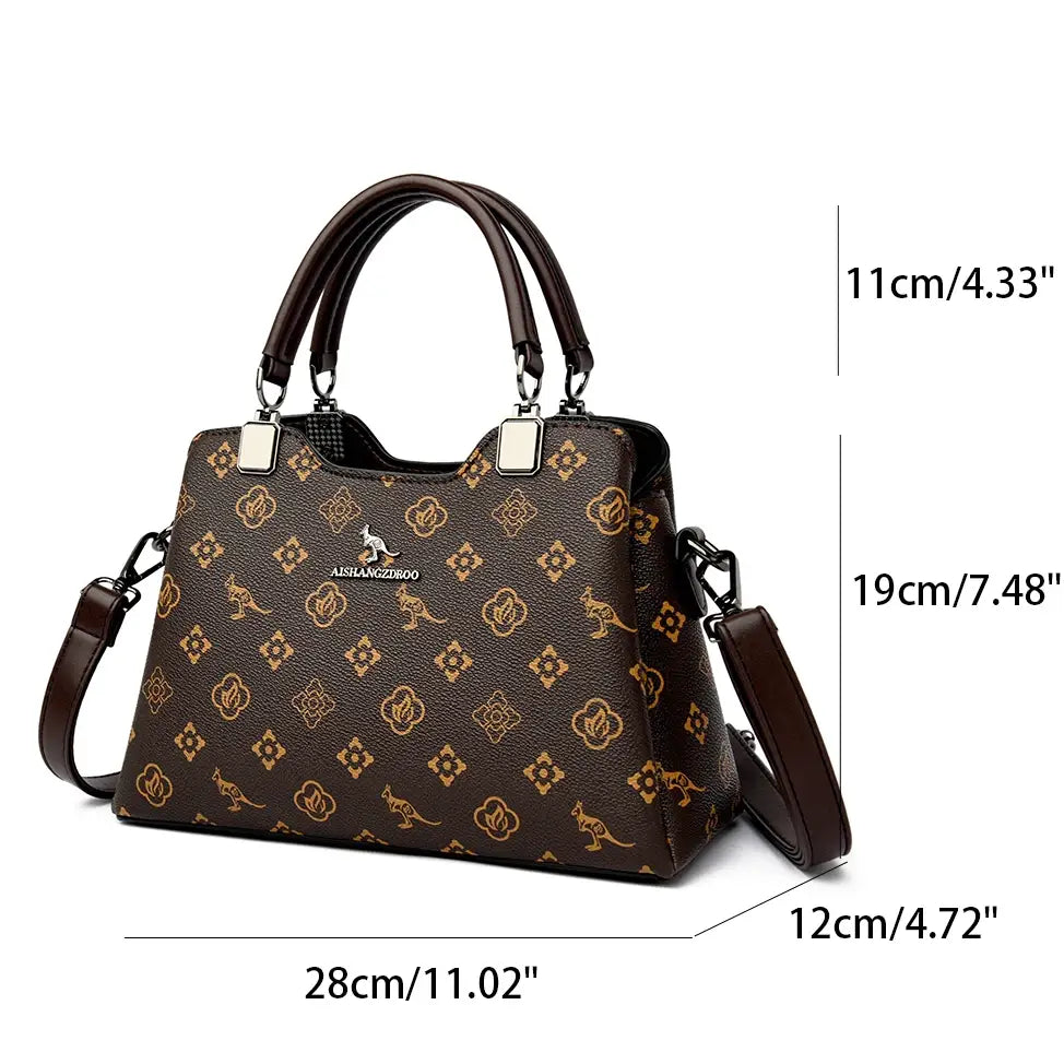 Women Handbag Large Capacity Multi-Compartment Leather Handbag for Moms High Quality Luxury Print Design Anti-Theft