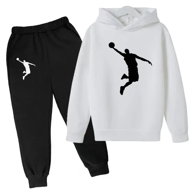 New Kids Hoodie Basketball Wear Brand Clothing Girls Boys Baby 3-13Y Top/Pants 2P Outdoor Game Training Party Jogging