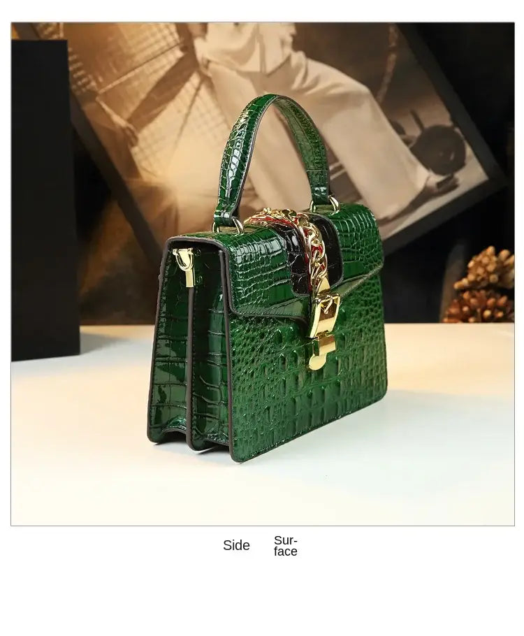 Luxury Fashion Brand Women’s Handbags Genuine Leather Shoulder Crossbody Bag Crocodile Small Hard Square Portable