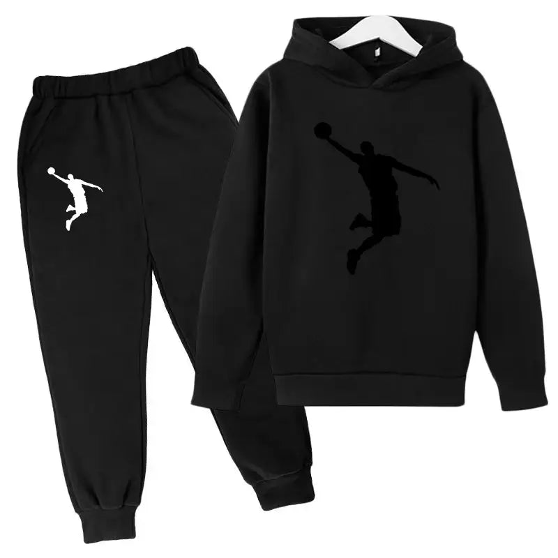 New Kids Hoodie Basketball Wear Brand Clothing Girls Boys Baby 3-13Y Top/Pants 2P Outdoor Game Training Party Jogging