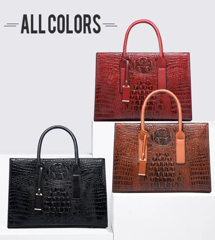 TRAVEASY 2024 New Crocodile Pattern Handbag Women PU Leather Vintage Style Shoulder Bag Large Capacity Laides Hand Bags