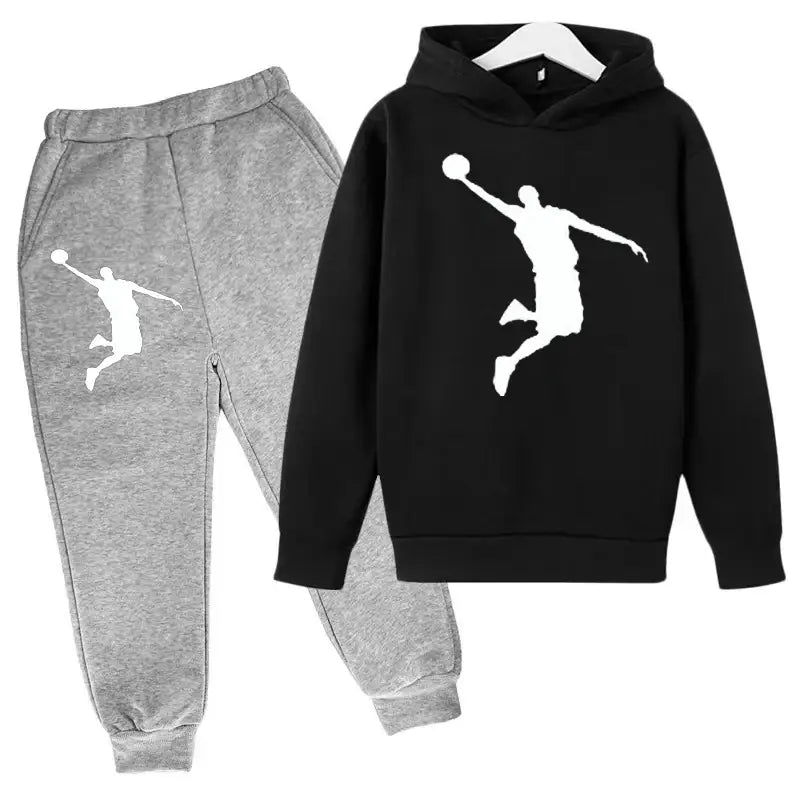 New Kids Hoodie Basketball Wear Brand Clothing Girls Boys Baby 3-13Y Top/Pants 2P Outdoor Game Training Party Jogging