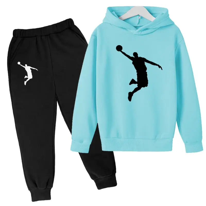 New Kids Hoodie Basketball Wear Brand Clothing Girls Boys Baby 3-13Y Top/Pants 2P Outdoor Game Training Party Jogging