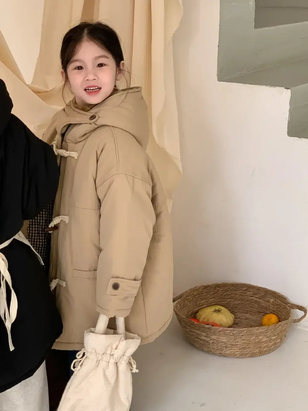 Winter Korean Children Boy Parkas Cotton Padded Thicken Hooded Toddler Boy Snowwear Coat Casual Solid Horn Button Kid