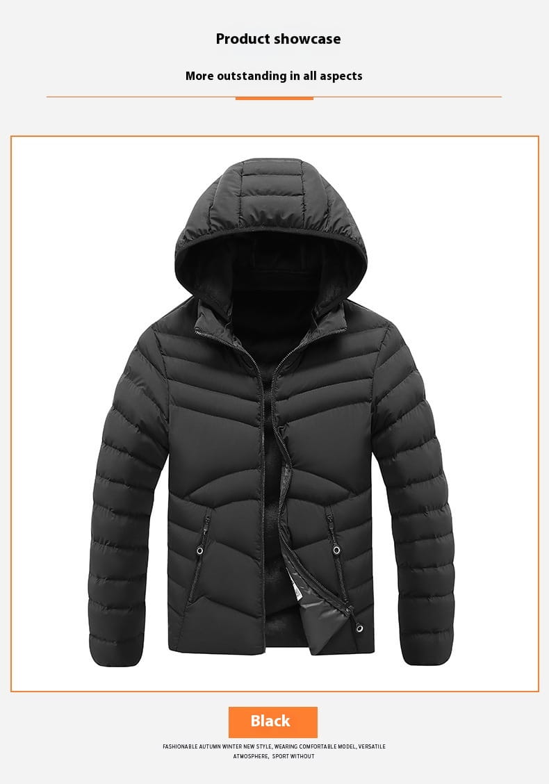 Men’s Winter Rib Cotton-padded Coat Fleece-lined Long Sleeve