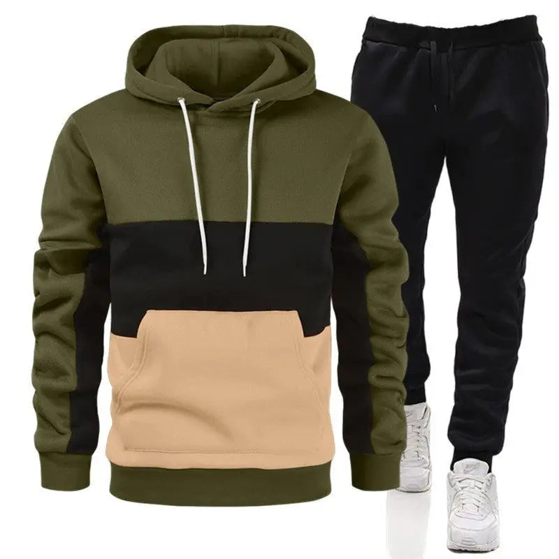 Loose Clothes With Men Leisure Set - Army Green / L - Means tracksuit,