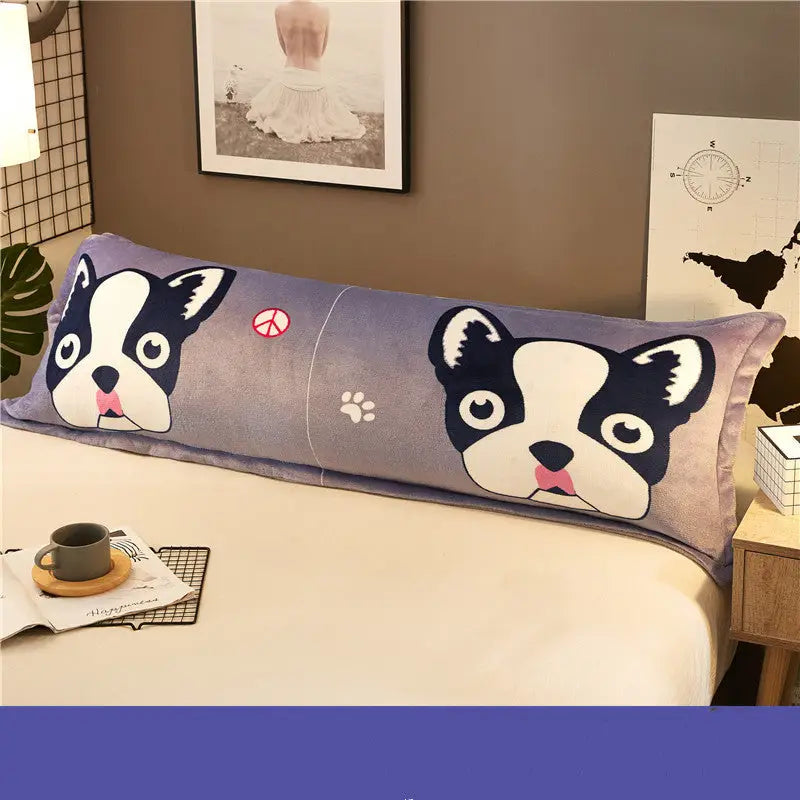 Lovers Pillow Coral Fleece Plus Large Long Winter Cartoon 1.5m Bed - Two ha / 1.5m - Home textiles