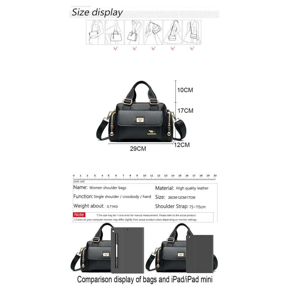 Luxury Brand Handbag High Quality Women’s Shoulder Bags Fashion Designer Large Capacity Soft Leather Locomotive Bag