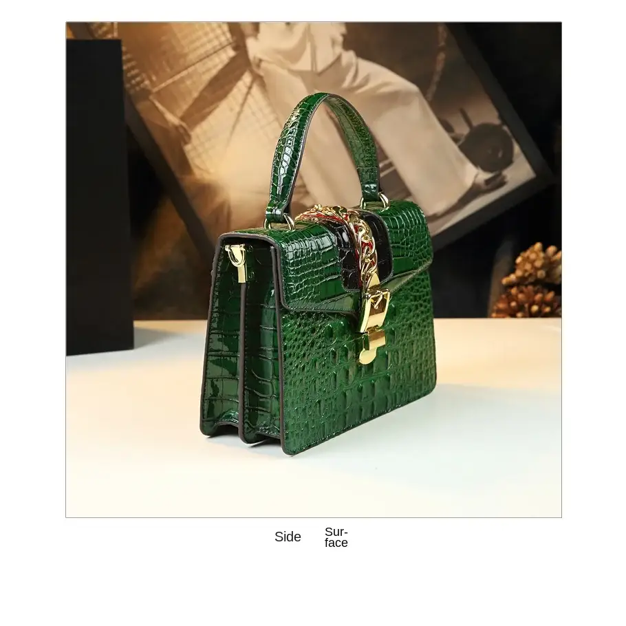 Luxury Fashion Brand Women’s Handbags Genuine Leather Shoulder Crossbody Bag Crocodile Small Hard Square Portable