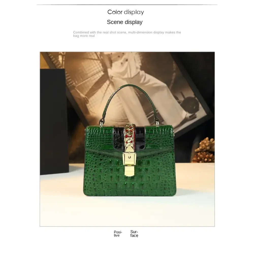 Luxury Fashion Brand Women’s Handbags Genuine Leather Shoulder Crossbody Bag Crocodile Small Hard Square Portable