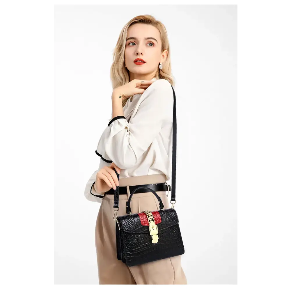 Luxury Fashion Brand Women’s Handbags Genuine Leather Shoulder Crossbody Bag Crocodile Small Hard Square Portable