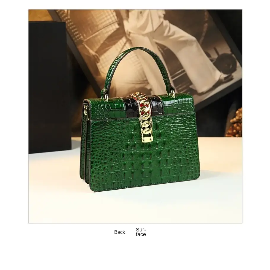 Luxury Fashion Brand Women’s Handbags Genuine Leather Shoulder Crossbody Bag Crocodile Small Hard Square Portable