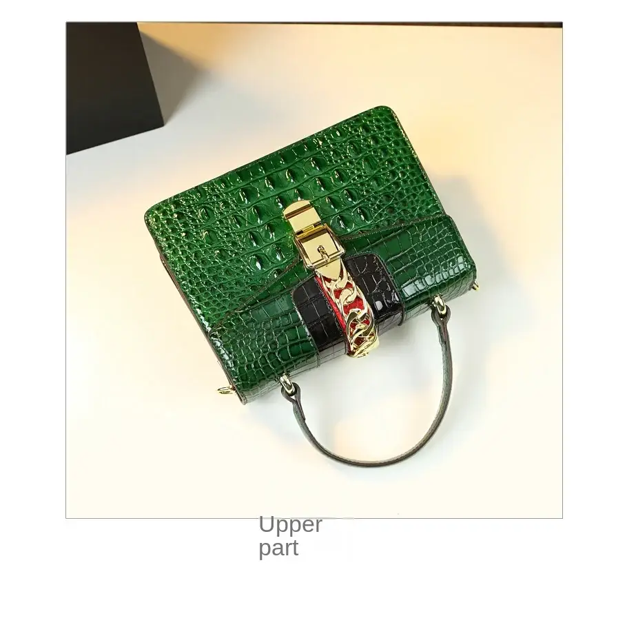 Luxury Fashion Brand Women’s Handbags Genuine Leather Shoulder Crossbody Bag Crocodile Small Hard Square Portable