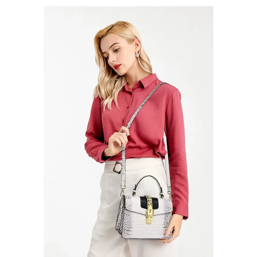 Luxury Fashion Brand Women’s Handbags Genuine Leather Shoulder Crossbody Bag Crocodile Small Hard Square Portable