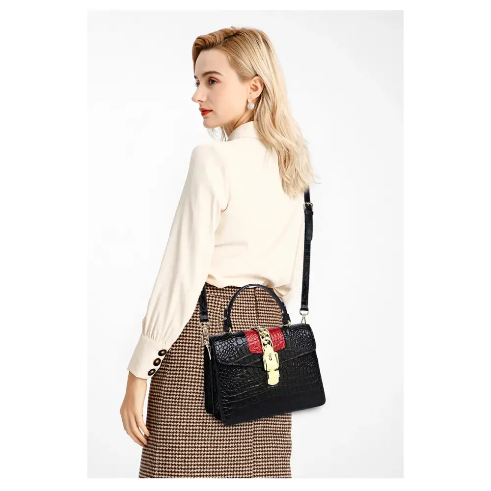 Luxury Fashion Brand Women’s Handbags Genuine Leather Shoulder Crossbody Bag Crocodile Small Hard Square Portable