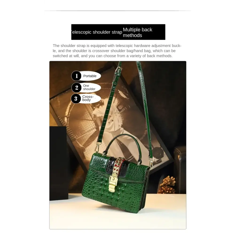 Luxury Fashion Brand Women’s Handbags Genuine Leather Shoulder Crossbody Bag Crocodile Small Hard Square Portable