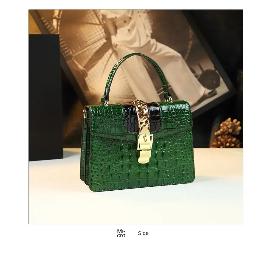 Luxury Fashion Brand Women’s Handbags Genuine Leather Shoulder Crossbody Bag Crocodile Small Hard Square Portable