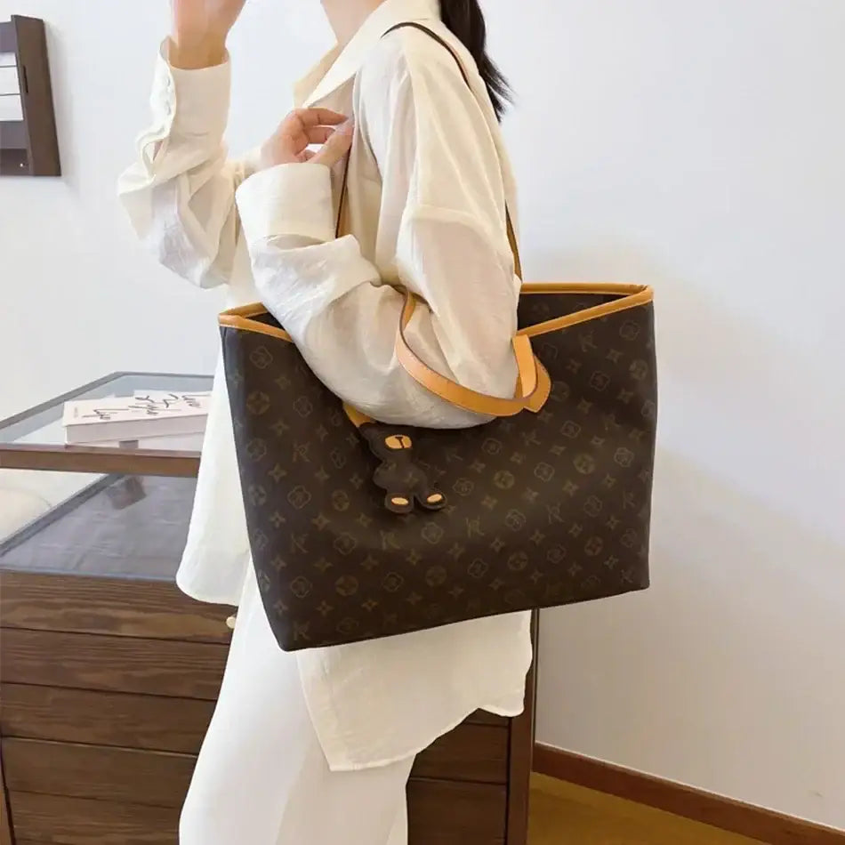 Luxury High Capacity Tote Bags for Women 2024 High Quality Soft Leather Shoulder Bag Designer Female Casual Shopping