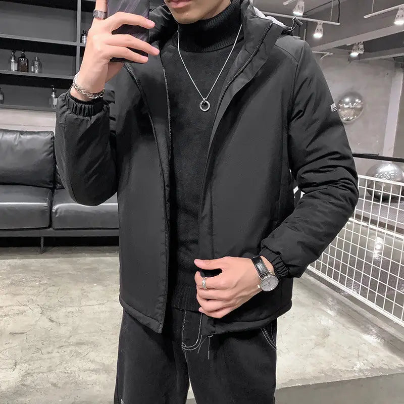 Men’s Cotton Clothes Removable Hat Winter Coat Warm - Men’s jackets