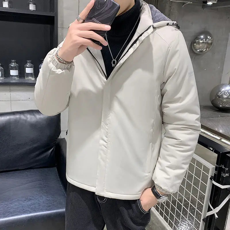 Men’s Cotton Clothes Removable Hat Winter Coat Warm - Men’s jackets