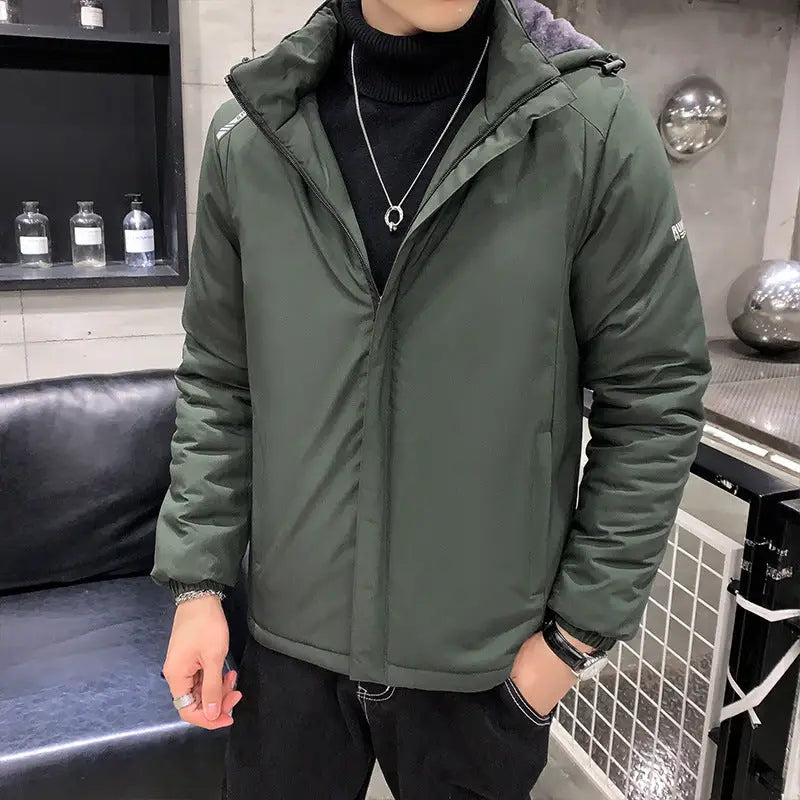 Men’s Cotton Clothes Removable Hat Winter Coat Warm - Men’s jackets