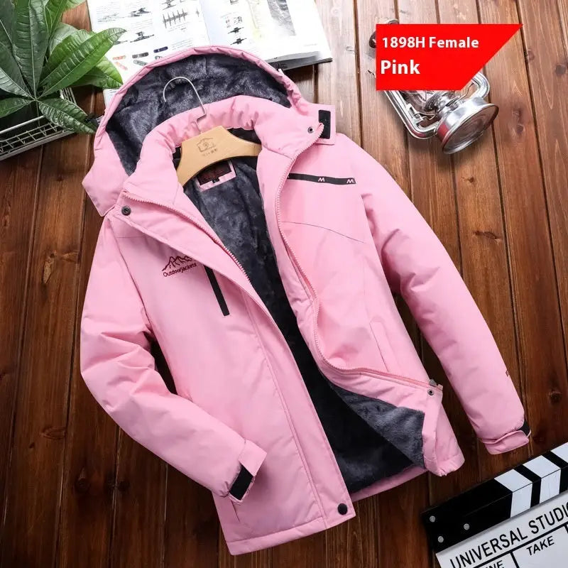 Men’s Plus Size Loose Riding Windproof Mountaineering Cotton-padded Jacket - Women’s Pink / 2XL - Men’s jackets