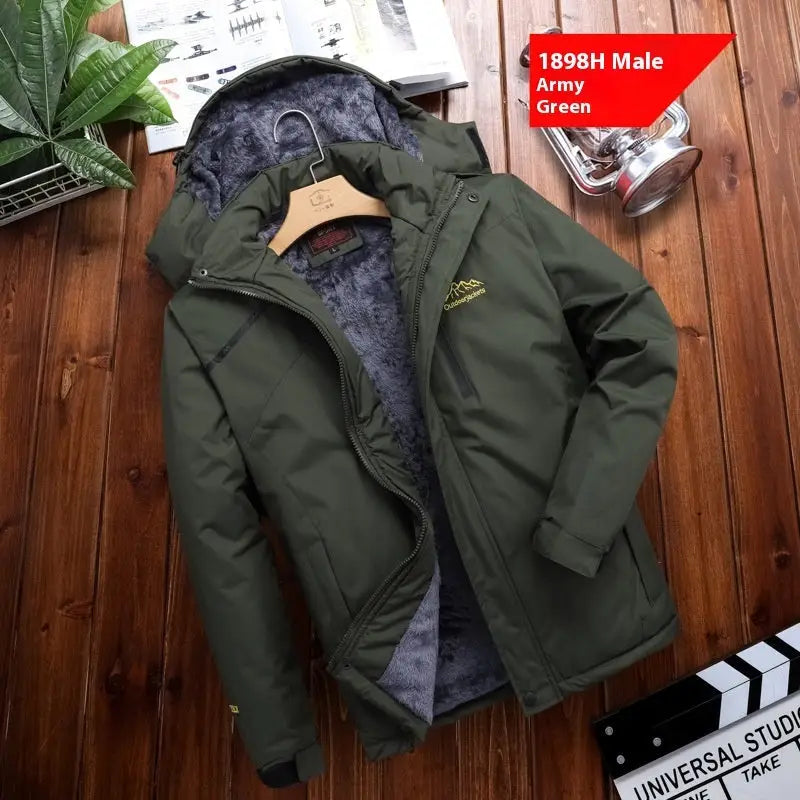 Men’s Plus Size Loose Riding Windproof Mountaineering Cotton-padded Jacket - Men’s Army Green / 2XL - Men’s jackets